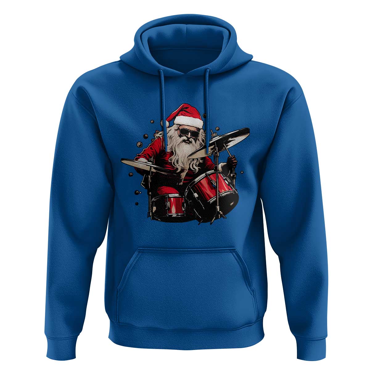Funny Rock'n Roll Santa Claus Hoodie Cool Drummer Festive Christmas