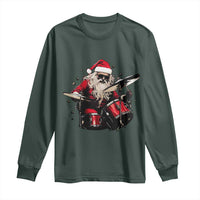 Funny Rock'n Roll Santa Claus Long Sleeve Shirt Cool Drummer Festive Christmas