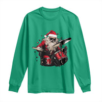 Funny Rock'n Roll Santa Claus Long Sleeve Shirt Cool Drummer Festive Christmas