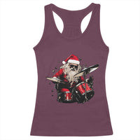 Funny Rock'n Roll Santa Claus Racerback Tank Top Cool Drummer Festive Christmas