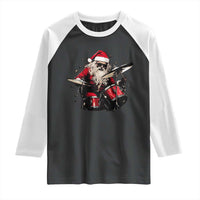 Funny Rock'n Roll Santa Claus Raglan Shirt Cool Drummer Festive Christmas