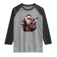 Funny Rock'n Roll Santa Claus Raglan Shirt Cool Drummer Festive Christmas