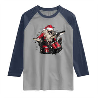Funny Rock'n Roll Santa Claus Raglan Shirt Cool Drummer Festive Christmas