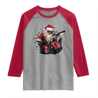 Funny Rock'n Roll Santa Claus Raglan Shirt Cool Drummer Festive Christmas