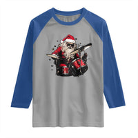 Funny Rock'n Roll Santa Claus Raglan Shirt Cool Drummer Festive Christmas