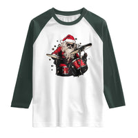 Funny Rock'n Roll Santa Claus Raglan Shirt Cool Drummer Festive Christmas