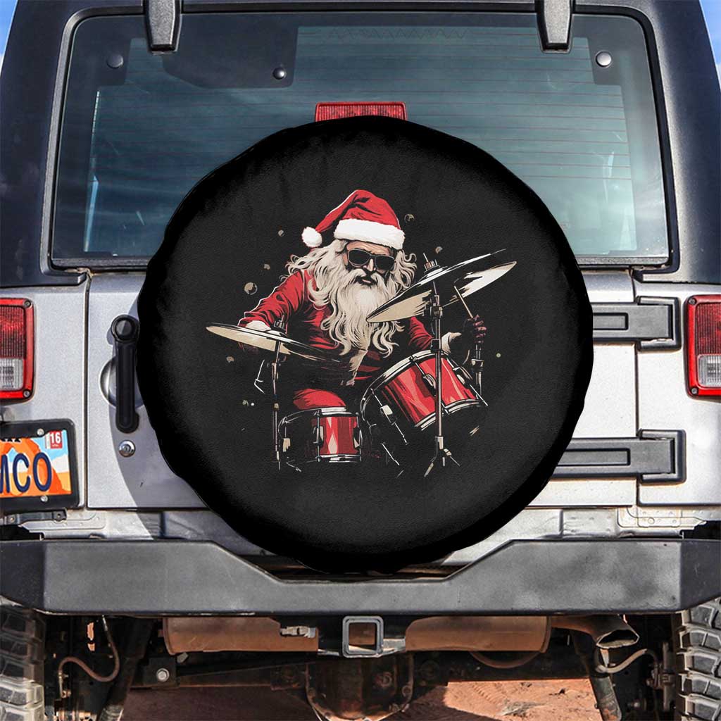 Funny Rock'n Roll Santa Claus Spare Tire Cover Cool Drummer Festive Christmas