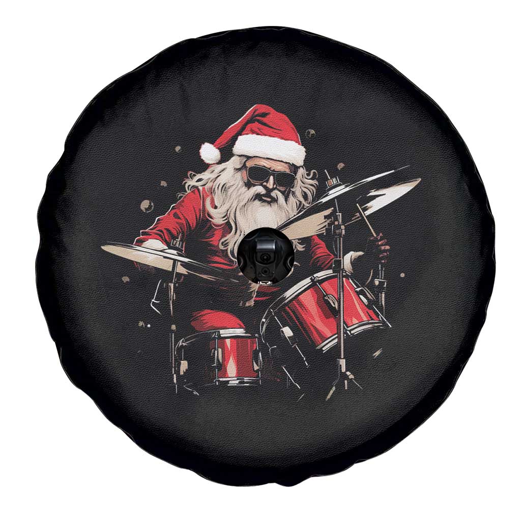 Funny Rock'n Roll Santa Claus Spare Tire Cover Cool Drummer Festive Christmas