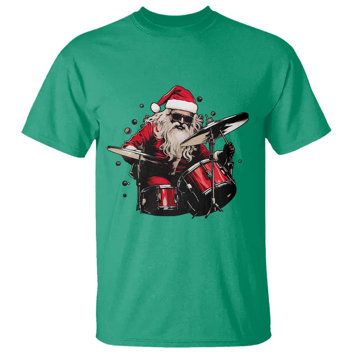 Funny Rock'n Roll Santa Claus T Shirt Cool Drummer Festive Christmas - Wonder Print Shop