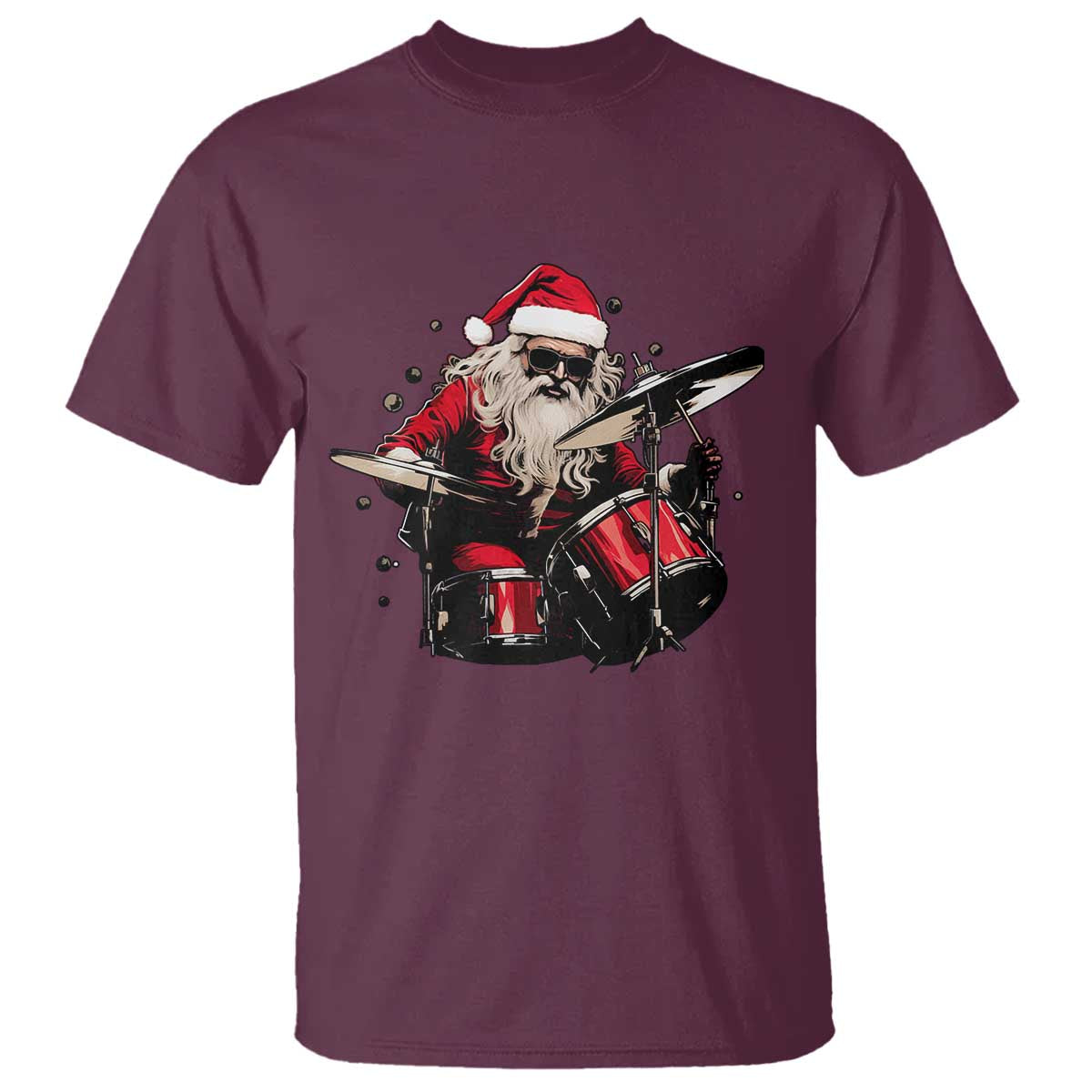 Funny Rock'n Roll Santa Claus T Shirt Cool Drummer Festive Christmas - Wonder Print Shop