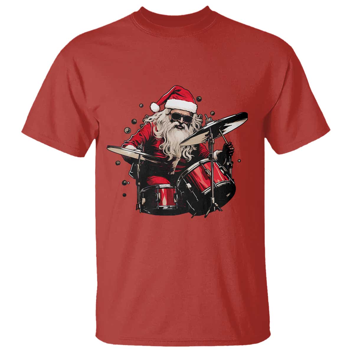 Funny Rock'n Roll Santa Claus T Shirt Cool Drummer Festive Christmas - Wonder Print Shop