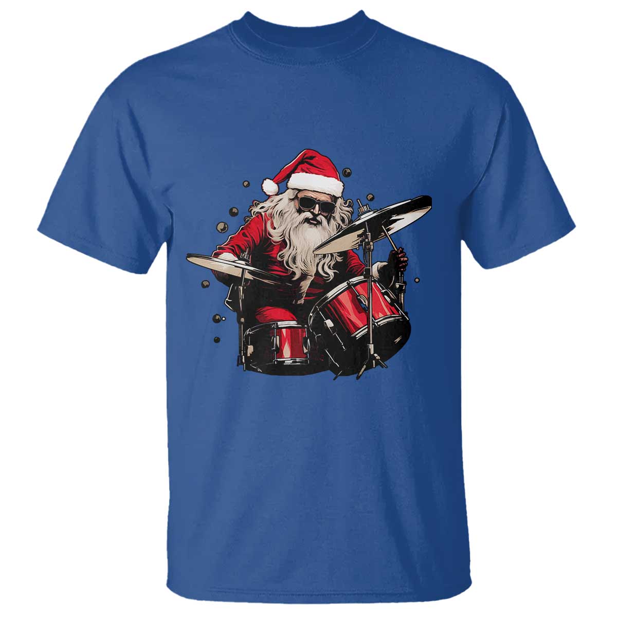 Funny Rock'n Roll Santa Claus T Shirt Cool Drummer Festive Christmas - Wonder Print Shop