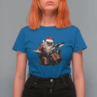 Funny Rock'n Roll Santa Claus T Shirt For Women Cool Drummer Festive Christmas - Wonder Print Shop