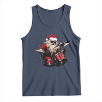 Funny Rock'n Roll Santa Claus Tank Top Cool Drummer Festive Christmas