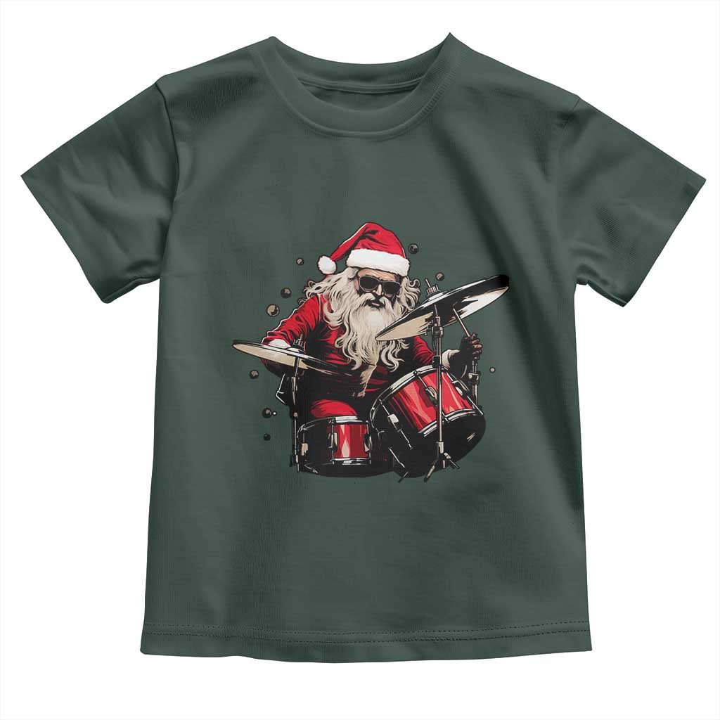 Funny Rock'n Roll Santa Claus Toddler T Shirt Cool Drummer Festive Christmas