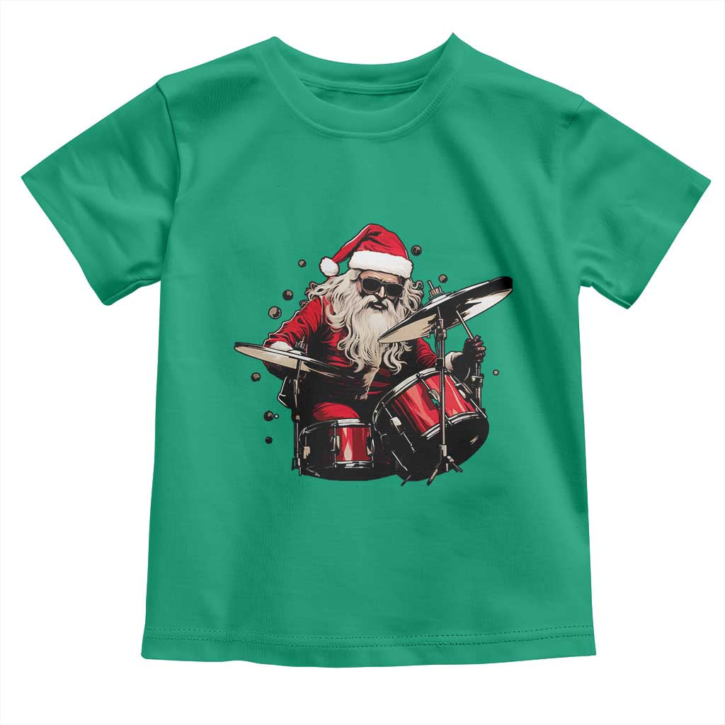 Funny Rock'n Roll Santa Claus Toddler T Shirt Cool Drummer Festive Christmas