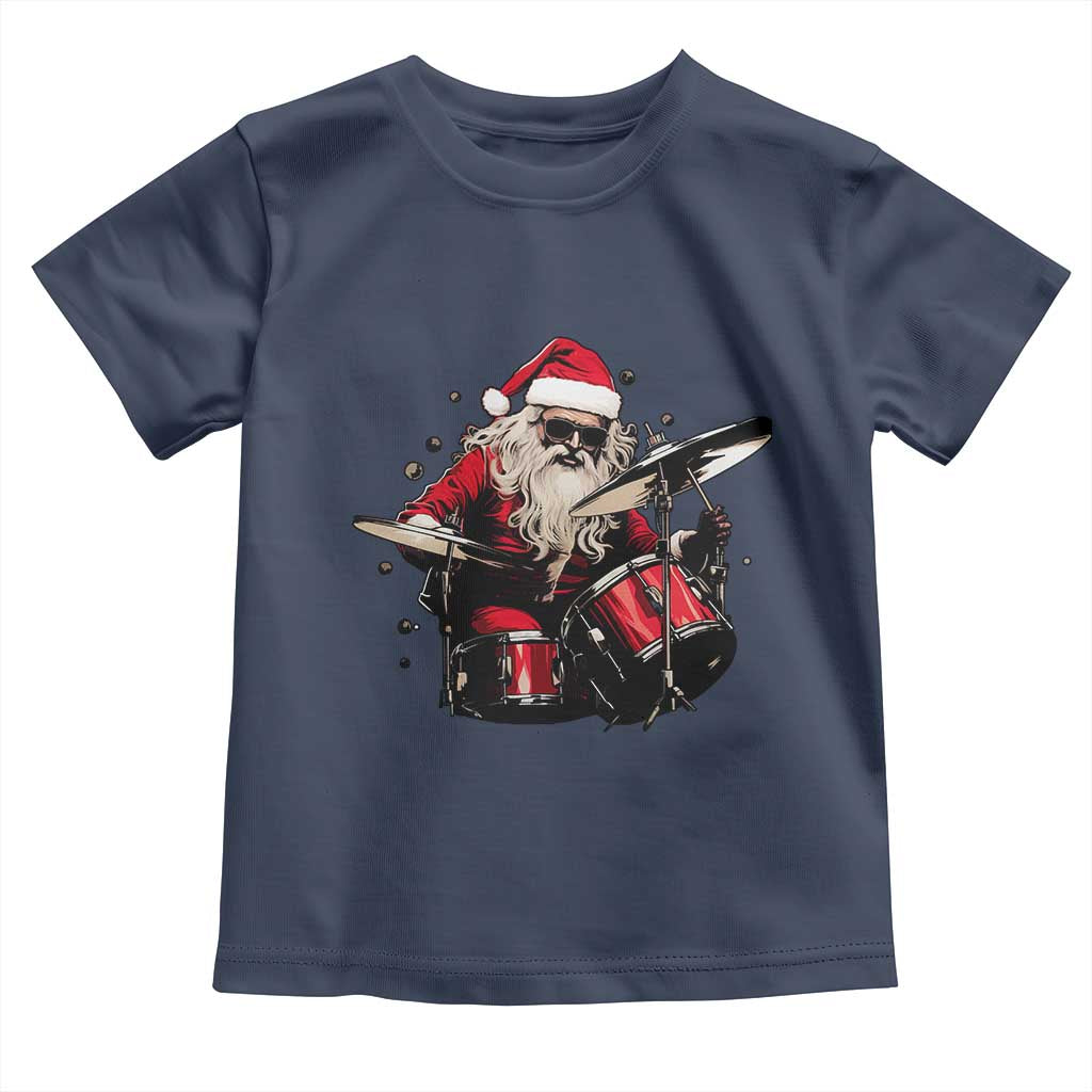 Funny Rock'n Roll Santa Claus Toddler T Shirt Cool Drummer Festive Christmas