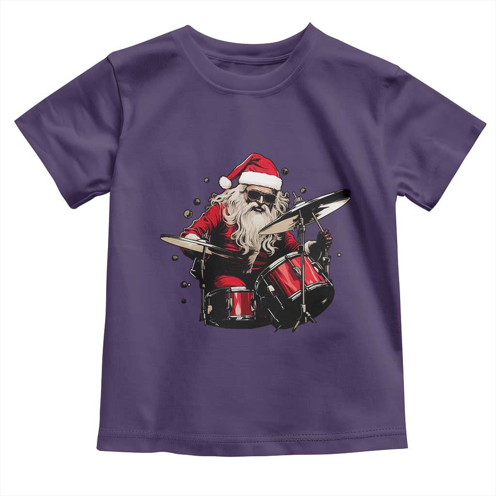 Funny Rock'n Roll Santa Claus Toddler T Shirt Cool Drummer Festive Christmas