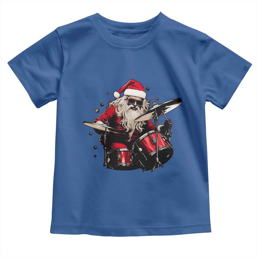 Funny Rock'n Roll Santa Claus Toddler T Shirt Cool Drummer Festive Christmas