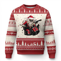 Funny Rock'n Roll Santa Claus Ugly Christmas Sweater Cool Drummer Festive Christmas - Wonder Print Shop