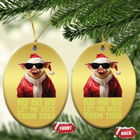 Funny Pig Santa Christmas Ornament Ho Ho Ho Let Me Suck Them Toes Weird Festive Christmas - Wonder Print Shop