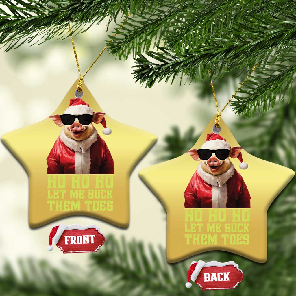 Funny Pig Santa Christmas Ornament Ho Ho Ho Let Me Suck Them Toes Weird Festive Christmas - Wonder Print Shop