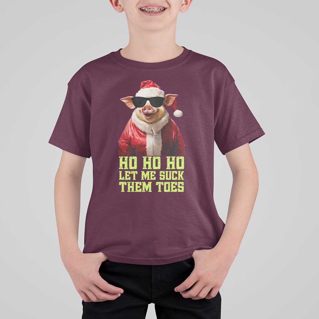 Funny Pig Santa T Shirt For Kid Ho Ho Ho Let Me Suck Them Toes Weird Festive Christmas - Wonder Print Shop