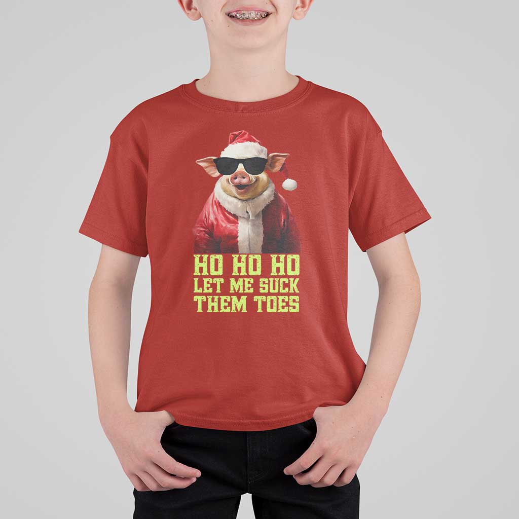 Funny Pig Santa T Shirt For Kid Ho Ho Ho Let Me Suck Them Toes Weird Festive Christmas - Wonder Print Shop