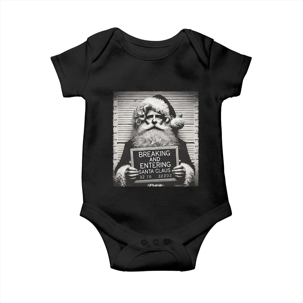 Funny Santa Mugshot Baby Onesie Naughty Christmas Festive Vibe