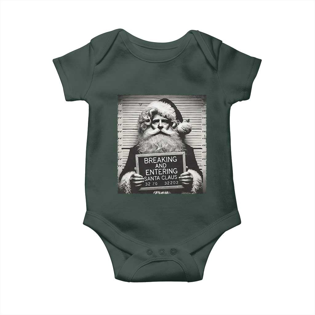 Funny Santa Mugshot Baby Onesie Naughty Christmas Festive Vibe