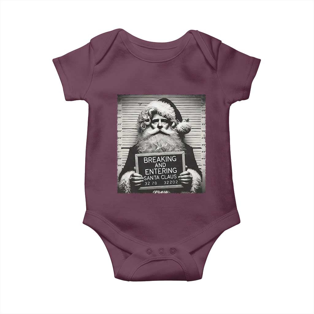 Funny Santa Mugshot Baby Onesie Naughty Christmas Festive Vibe