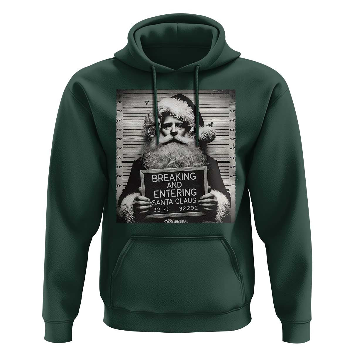 Funny Santa Mugshot Hoodie Naughty Christmas Festive Vibe TS02