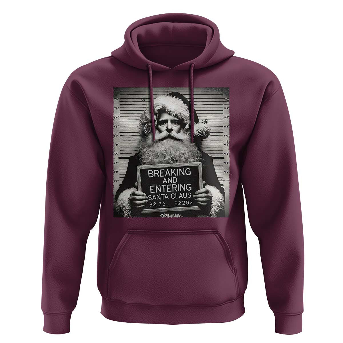 Funny Santa Mugshot Hoodie Naughty Christmas Festive Vibe TS02