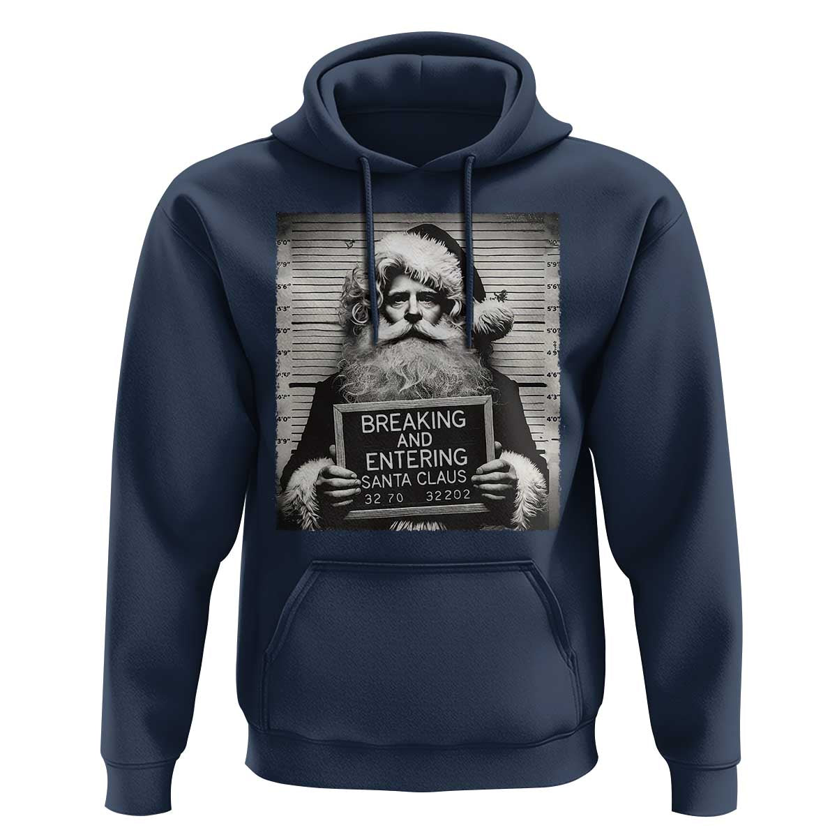 Funny Santa Mugshot Hoodie Naughty Christmas Festive Vibe TS02