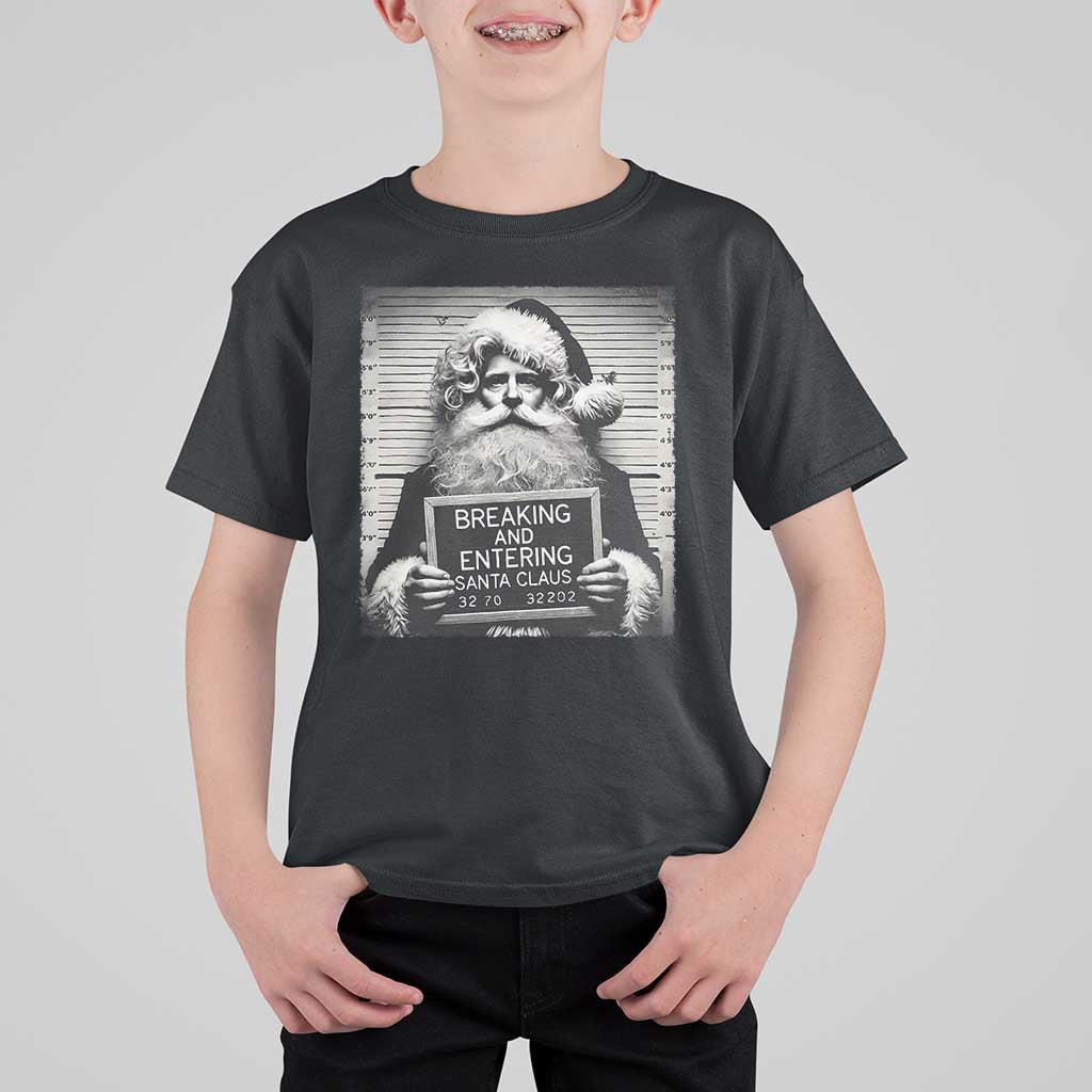 Funny Santa Mugshot T Shirt For Kid Naughty Christmas Festive Vibe - Wonder Print Shop