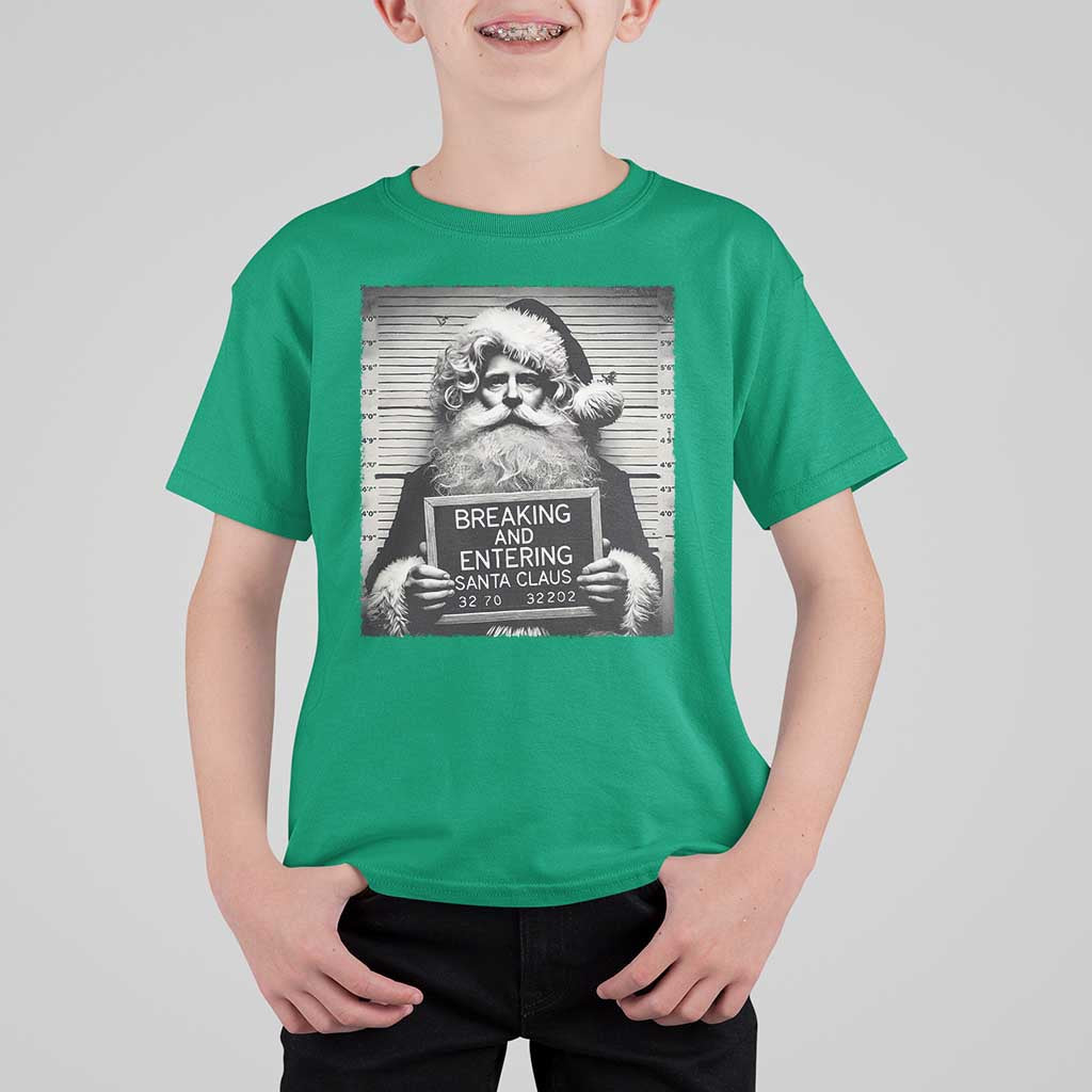 Funny Santa Mugshot T Shirt For Kid Naughty Christmas Festive Vibe - Wonder Print Shop