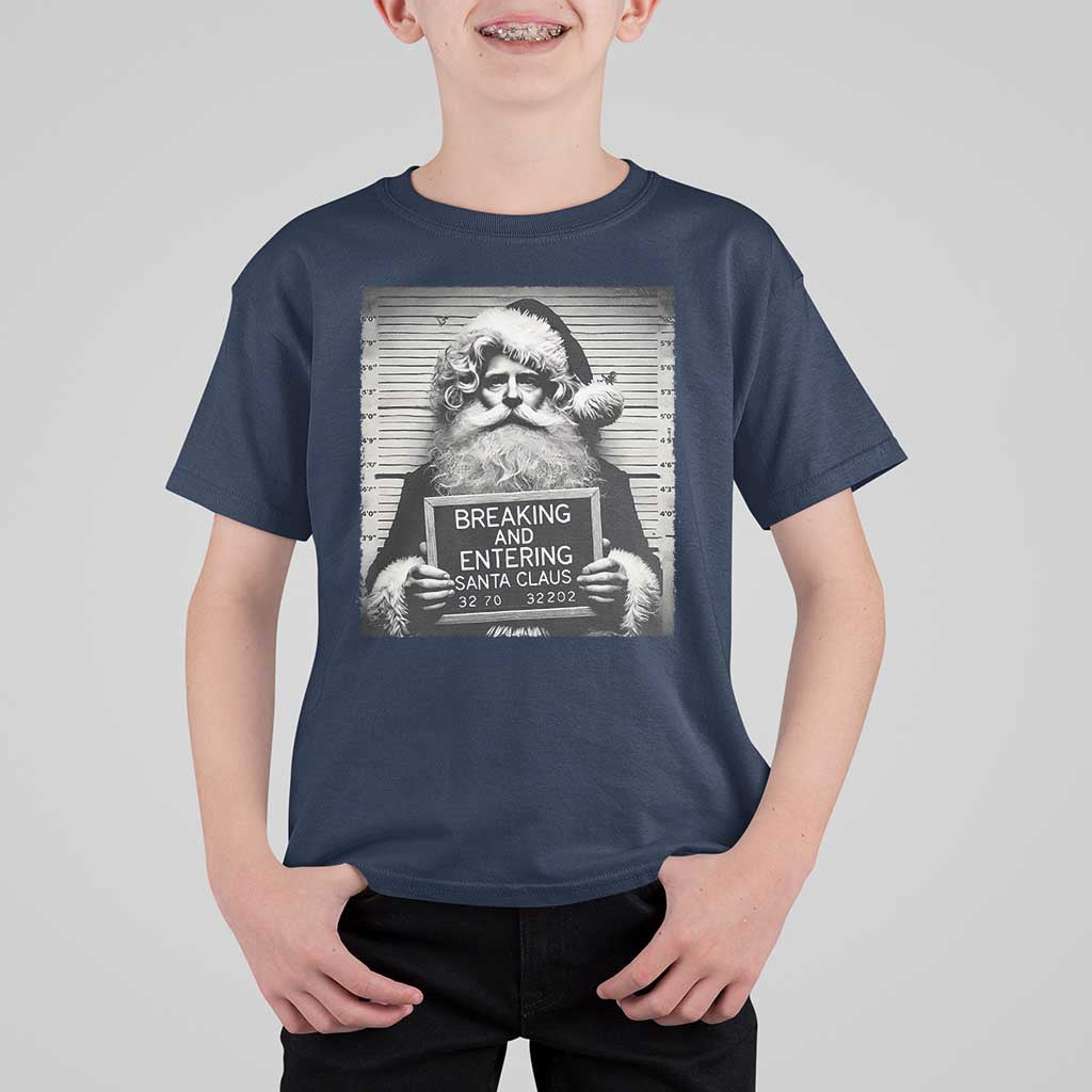 Funny Santa Mugshot T Shirt For Kid Naughty Christmas Festive Vibe - Wonder Print Shop