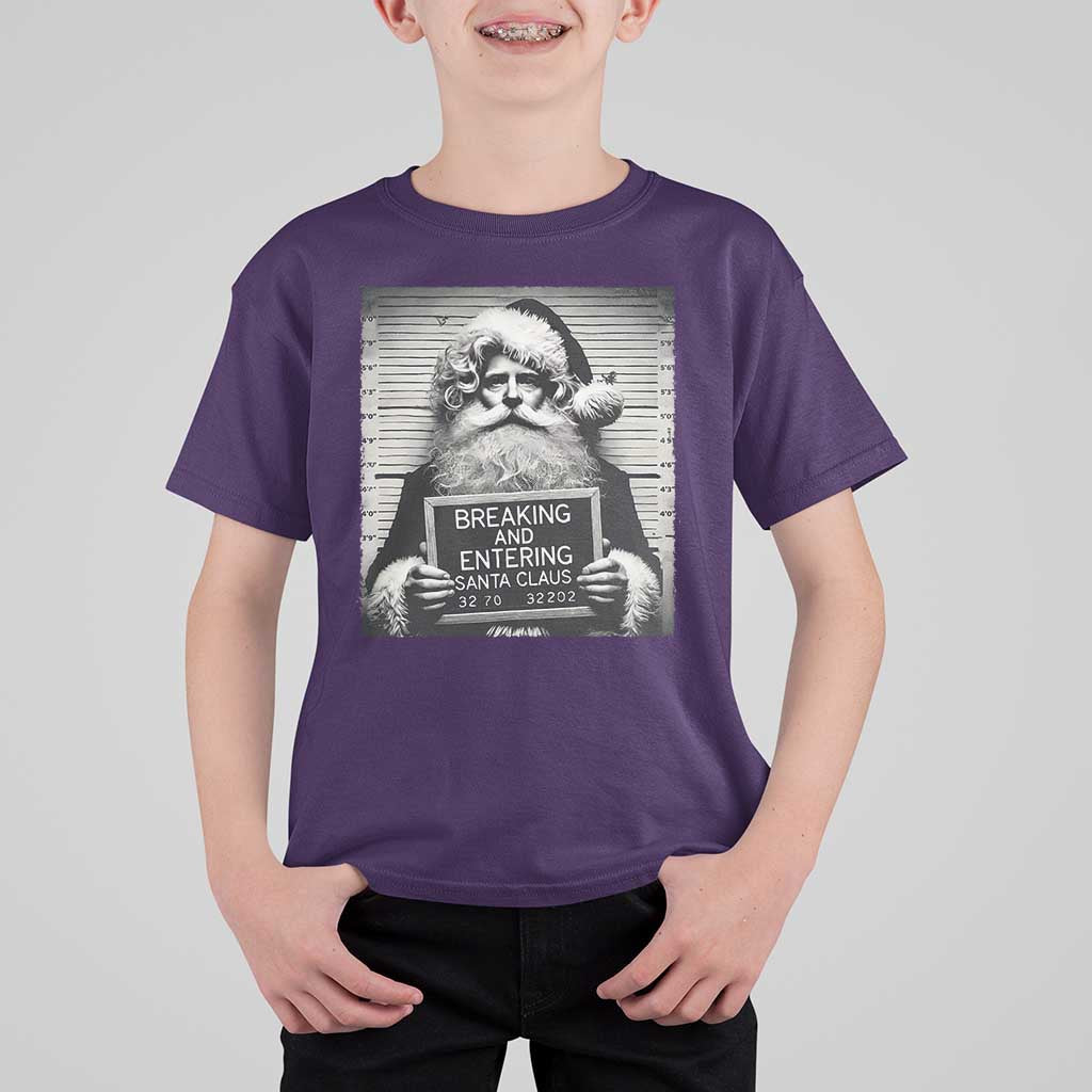 Funny Santa Mugshot T Shirt For Kid Naughty Christmas Festive Vibe - Wonder Print Shop