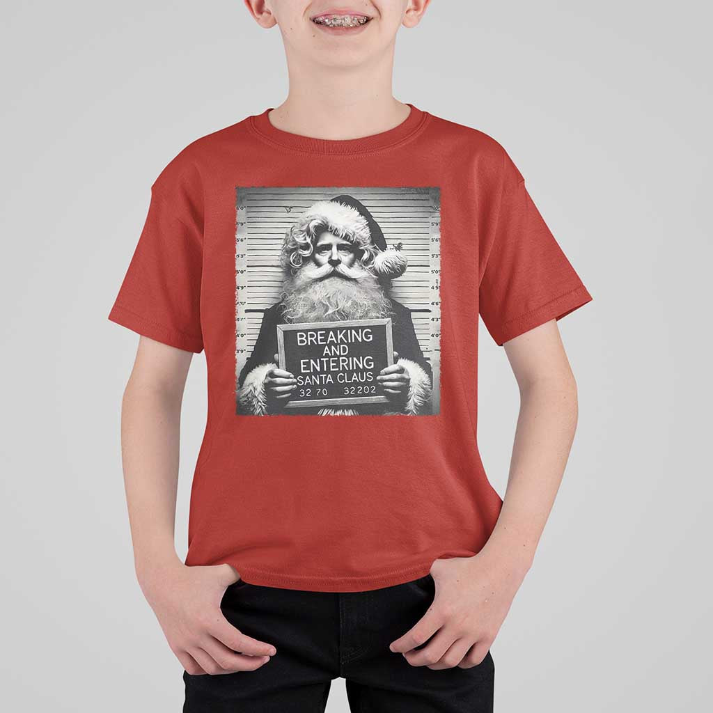 Funny Santa Mugshot T Shirt For Kid Naughty Christmas Festive Vibe - Wonder Print Shop
