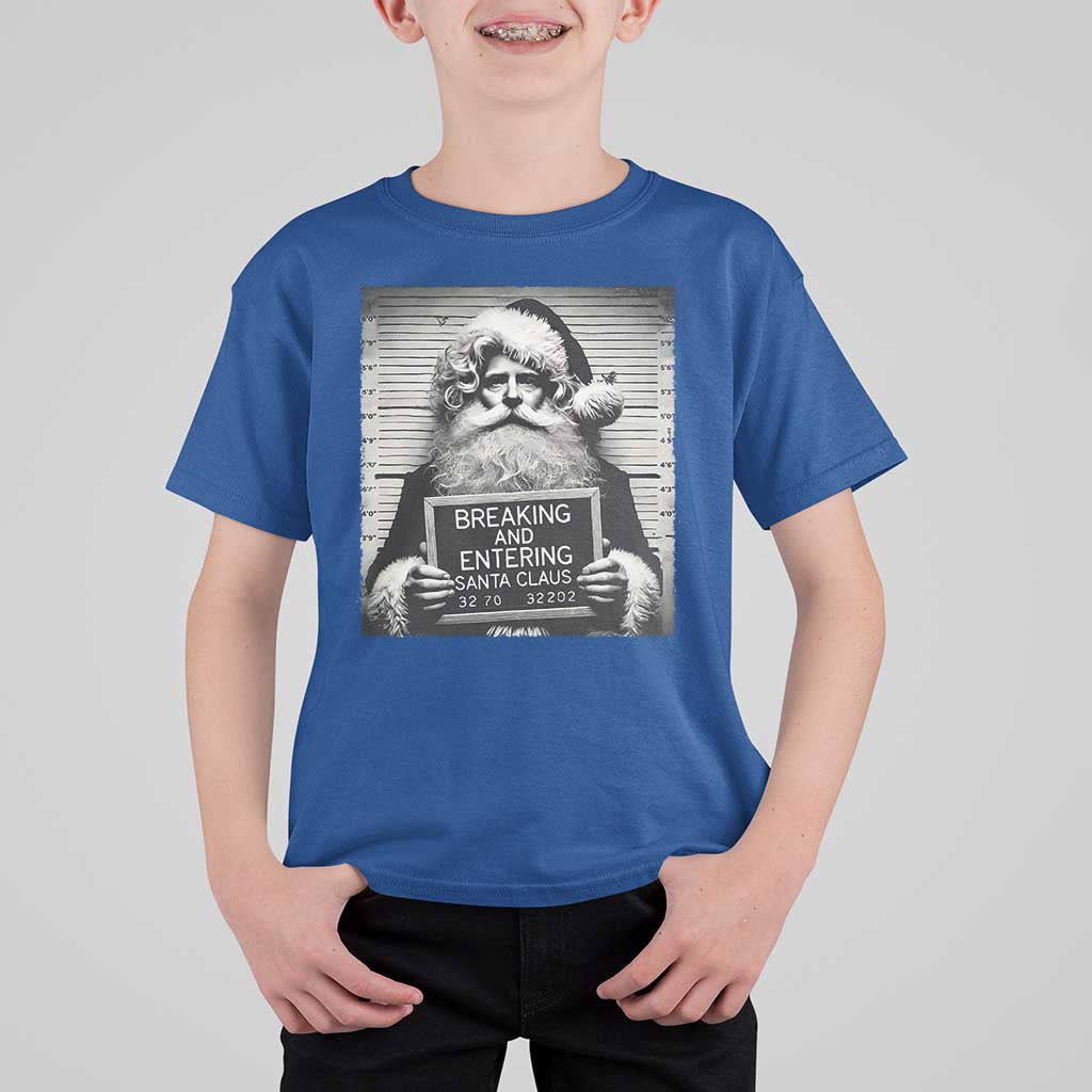 Funny Santa Mugshot T Shirt For Kid Naughty Christmas Festive Vibe - Wonder Print Shop