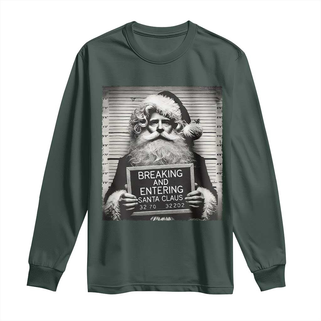 Funny Santa Mugshot Long Sleeve Shirt Naughty Christmas Festive Vibe
