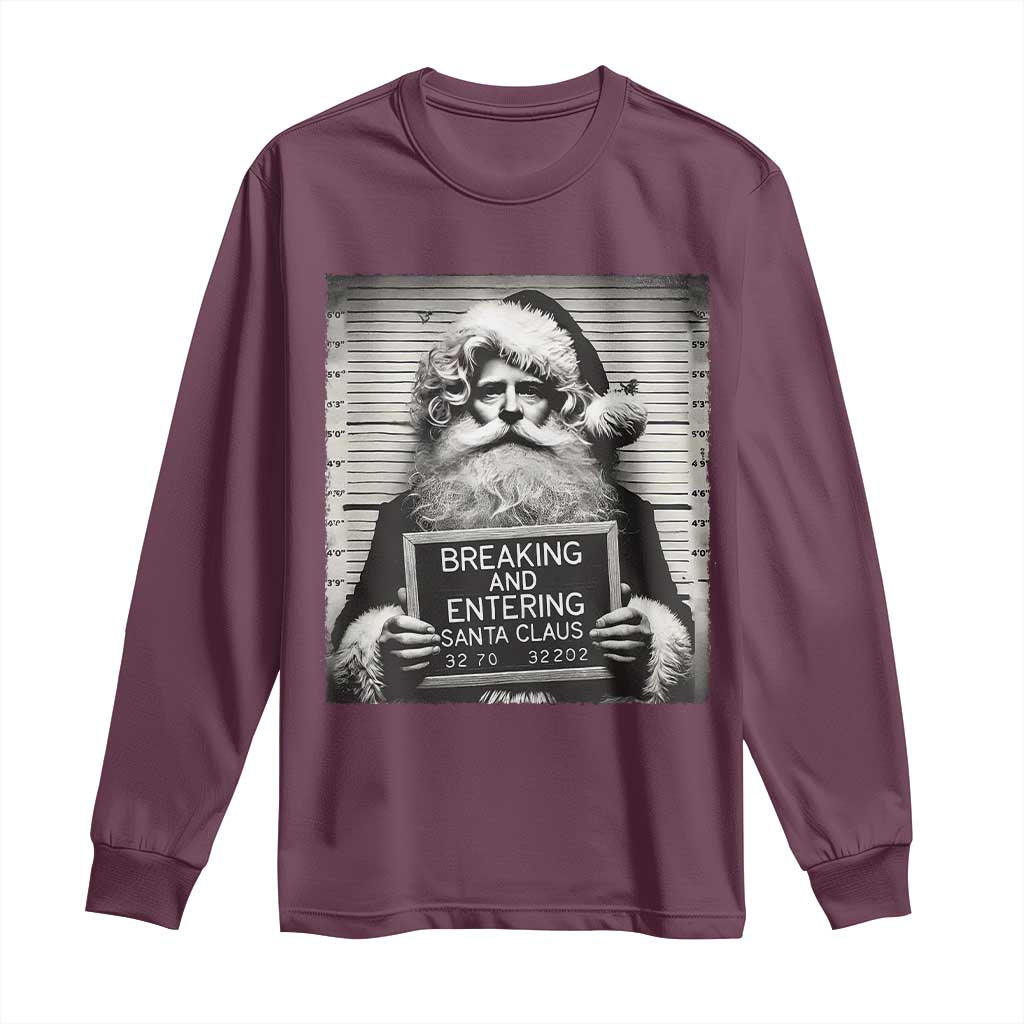 Funny Santa Mugshot Long Sleeve Shirt Naughty Christmas Festive Vibe