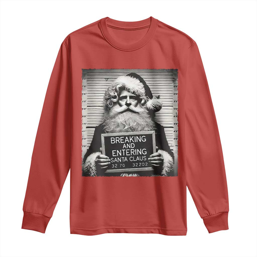 Funny Santa Mugshot Long Sleeve Shirt Naughty Christmas Festive Vibe