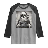 Funny Santa Mugshot Raglan Shirt Naughty Christmas Festive Vibe