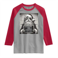 Funny Santa Mugshot Raglan Shirt Naughty Christmas Festive Vibe