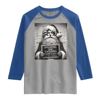 Funny Santa Mugshot Raglan Shirt Naughty Christmas Festive Vibe