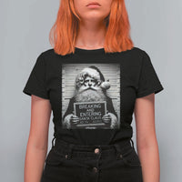 Funny Santa Mugshot T Shirt For Women Naughty Christmas Festive Vibe - Wonder Print Shop