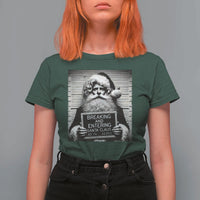 Funny Santa Mugshot T Shirt For Women Naughty Christmas Festive Vibe - Wonder Print Shop