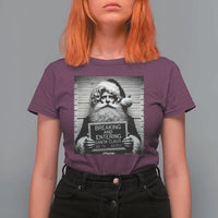 Funny Santa Mugshot T Shirt For Women Naughty Christmas Festive Vibe - Wonder Print Shop