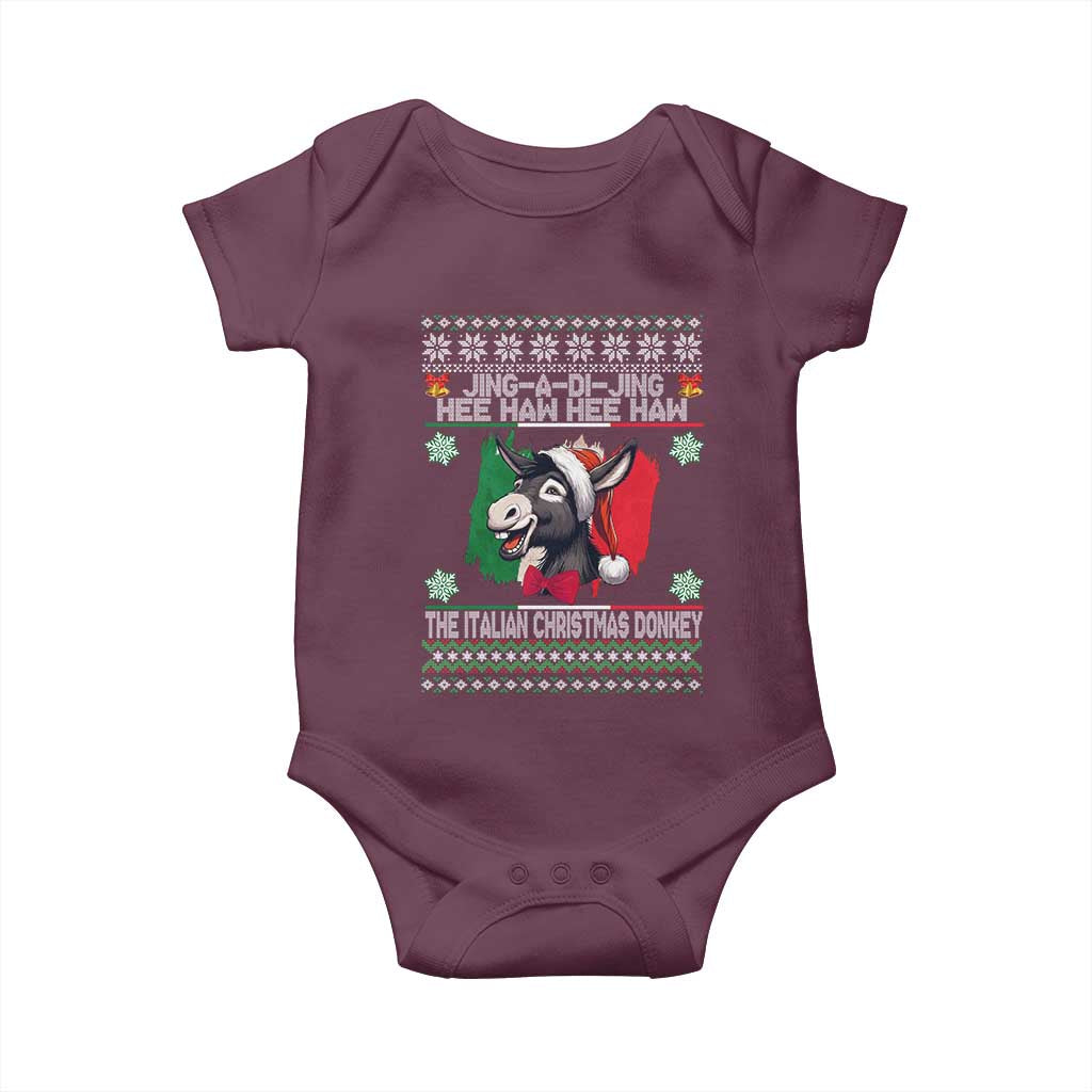Italian Christmas Donkey Baby Onesie Funny Jing A Di Jing Hee Haw Italy Flag